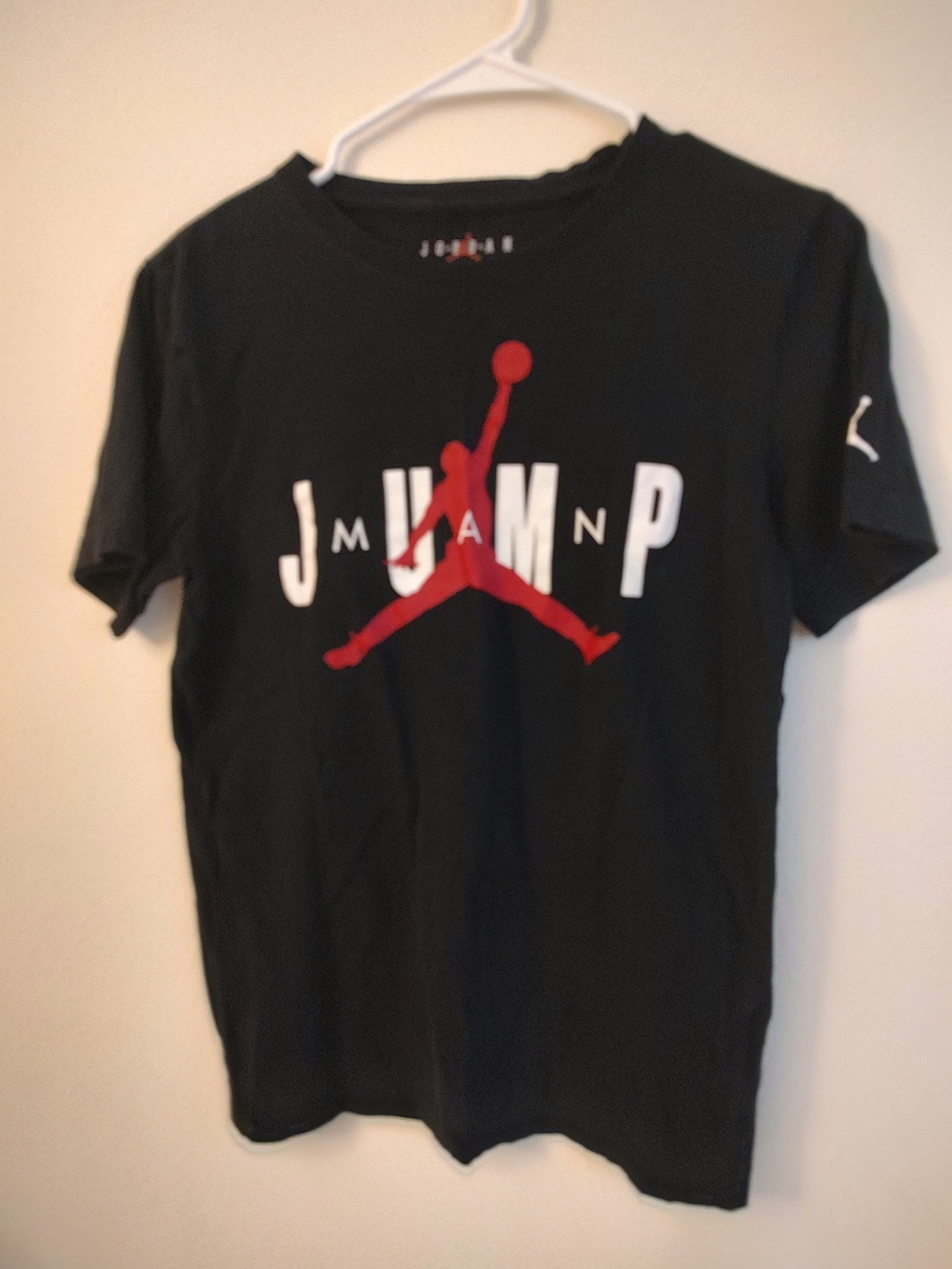 Jordan Black Tee with Red Jumpman and White Lettering